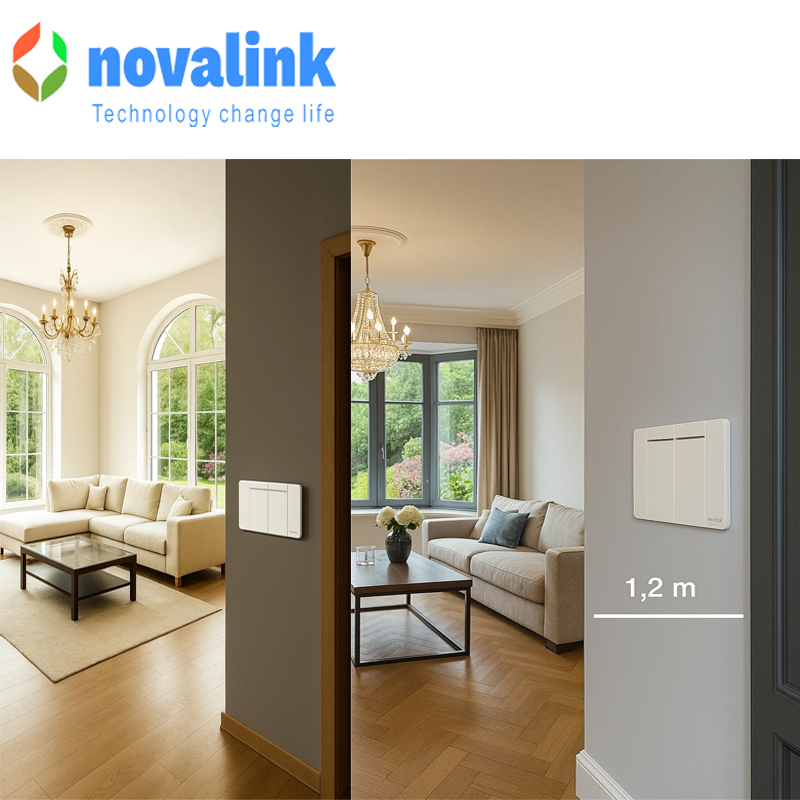 Thông số ổ cắm 2 công tắc 2 chiều Novalink A5-03-1 khung nhôm, mặt nhựa mầu trắng cao cấp