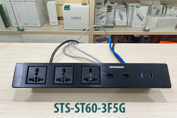 Hộp ổ cắm điện âm bàn cao cấp SInoAmigo STS-ST60-3F5G  nhỏ gọn