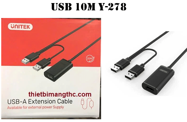 Cáp nối dài USB 10m có chíp khuếch đại Y-278 Unitek giá tốt