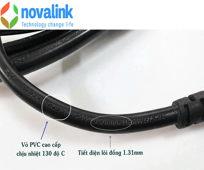 Dây nguồn C13, C14 lõi 3 x 1,31mm dài 1,8m đạt chuẩn UL Hãng Novalink mã SPU lõi đồng 100%