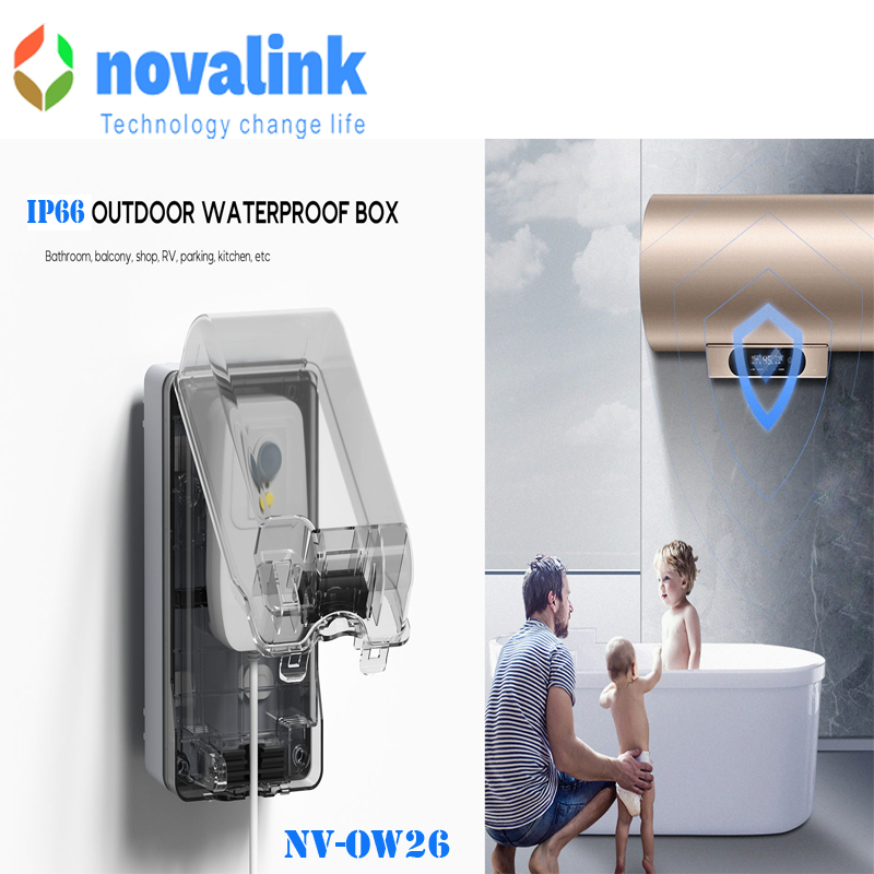 Ổ cắm điện đơn âm tường chống nước IP66 lắp mọi công trình ngoài trời chính hãng Novalink mã NV-OW26