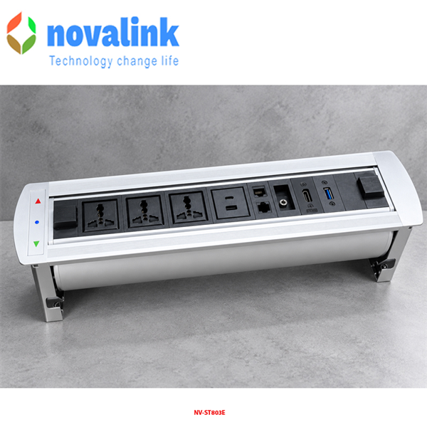 Bộ ổ cắm âm bàn xoay nhiều cao cấp nhiều ổ cắm NV-803E cao cấp chính hãng Novalink