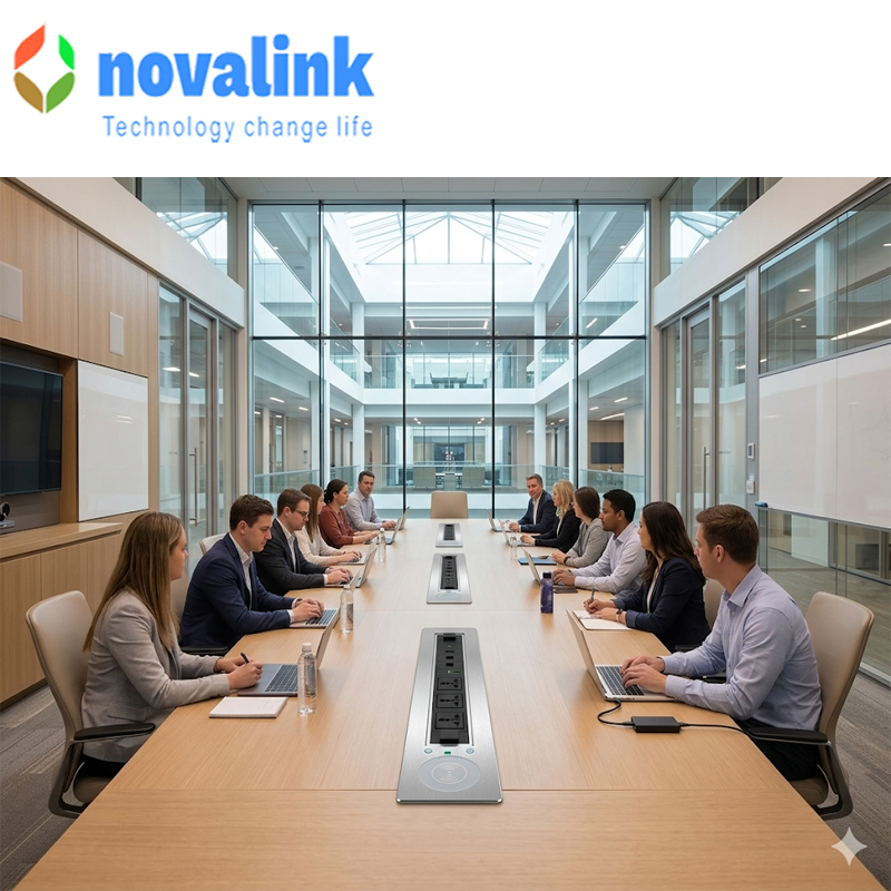 Ổ Điện &Acirc;m B&agrave;n Novalink NV-ST803WQI - Giải Ph&aacute;p Kết Nối Hiện Đại Cho Ph&ograve;ng Họp V&agrave; Văn Ph&ograve;ng