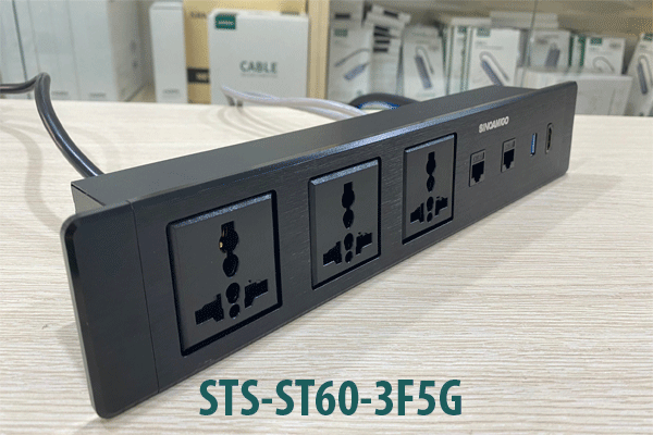 Hộp ổ cắm điện âm bàn cao cấp SInoAmigo STS-ST60-3F5G  nhỏ gọn