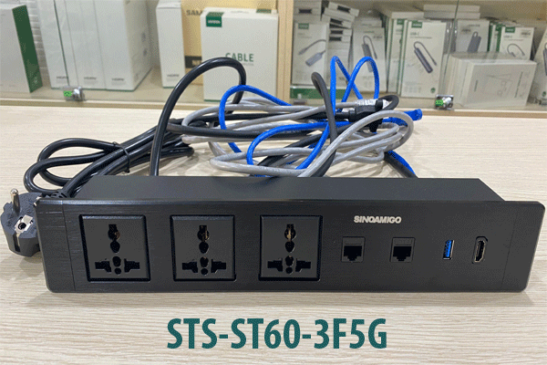 Hộp ổ cắm điện âm bàn cao cấp SInoAmigo STS-ST60-3F5G  nhỏ gọn