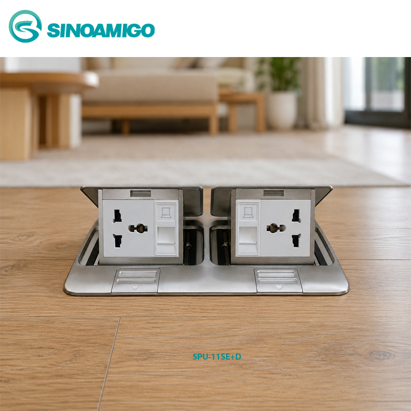 Ổ Cắm Điện &Acirc;m S&agrave;n Đ&ocirc;i Sinoamigo SPU-11SE+D: Giải Ph&aacute;p Tiện Nghi, Đẳng Cấp Cho Kh&ocirc;ng Gian Hiện Đại