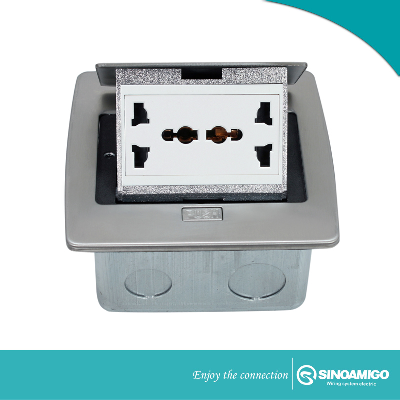Ổ cắm âm sàn mầu bạc, thép không gỉ Sino Amigo SPU-5S