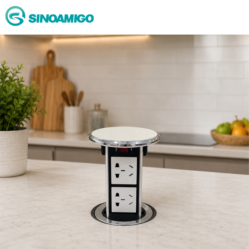 ổ cắm âm bàn trụ đảo SInoamigo 2 điện nhỏ gọn STP-1SW-2 mầu trắng nhà giá siêu tốt
