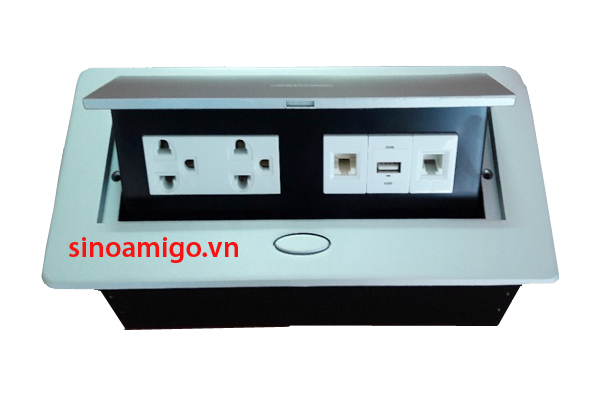 Bộ ổ cắm âm bàn đôi bằng kim loại chính hãng Sino amingo( in socket table ) STS201