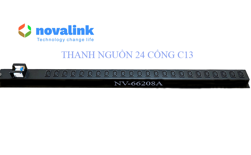 Thanh nguồn 24 cổng chuẩn C13 lắp tủ mạng 19 inch hãng Novalink  NV-66204A  cho tủ  rack to  chất lượng cao