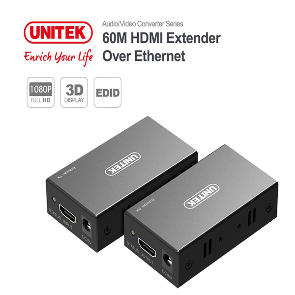 Bộ kéo dài HDMI to LAN 60M Unitek V100A chính hãng