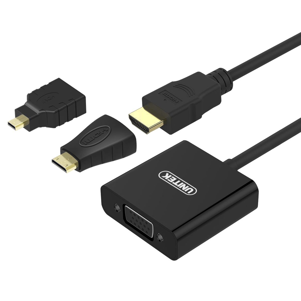 Cáp chuyển Mini HDMi, MicroHDMI,  HDMi to VGA Unitek Y6355 chính hãng