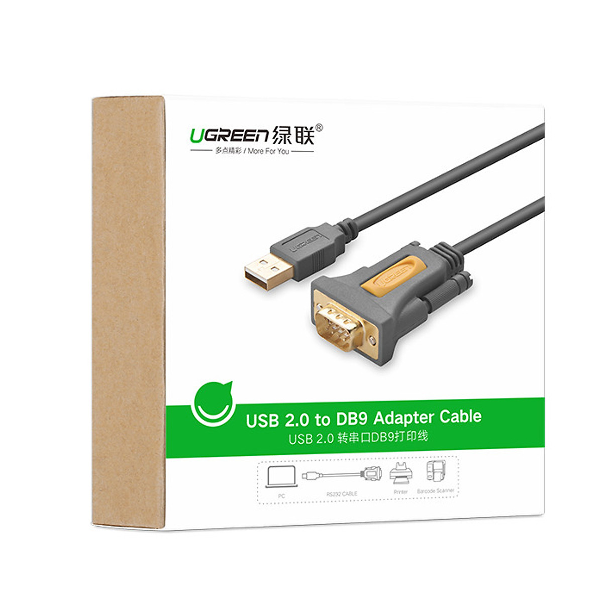 Cáp chuyển đổi USB to com  dương hãng ugreen mã 20210 dài 1m chính hãng giá tốt