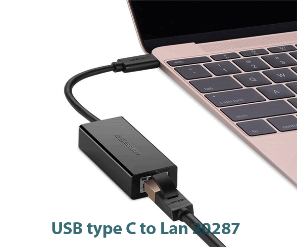 Cáp chuyển USB Type C to lan tốc độ 10/100  truyền mạng ugreen 30287 mầu đen