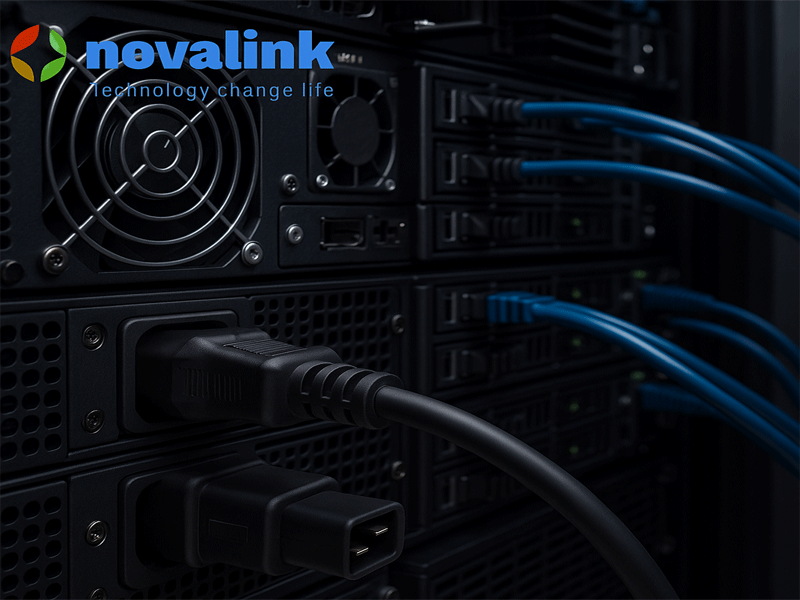 Dây nguồn chuẩn C13, C20 dài 3m chính hãng NOVALINK NV-56012A lõi 3 x 2.08mm dùng cho tủ mạng, thanh PDU