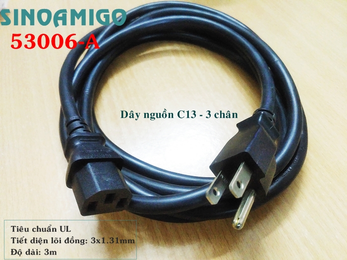 Dây nguồn 3 chân  chuẩn C13 lõi 3x 1.31mm dài 3m chính hãng Novalink