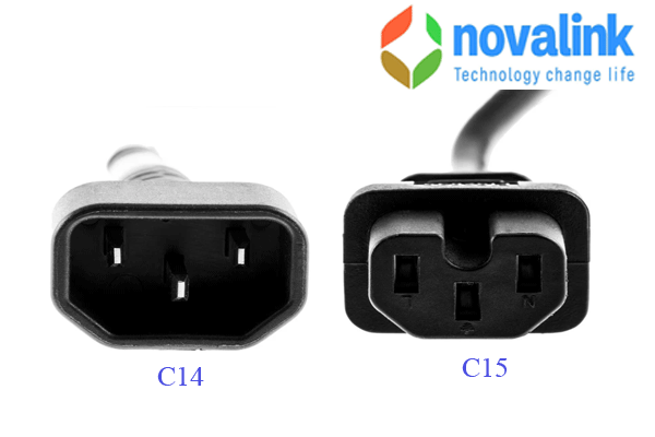 D&acirc;y nguồn chuẩn C14, C15 chuẩn UL d&agrave;i 1m l&otilde;i đồng 16AWG 100% h&atilde;ng Novalink NV-51002A cao cấp