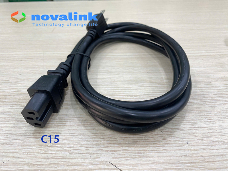 Dây nguồn 3 chân chuẩn  C15 dài 2m lõi 3*1.31mm hãng novalink mã NV-53002A công xuất 13A