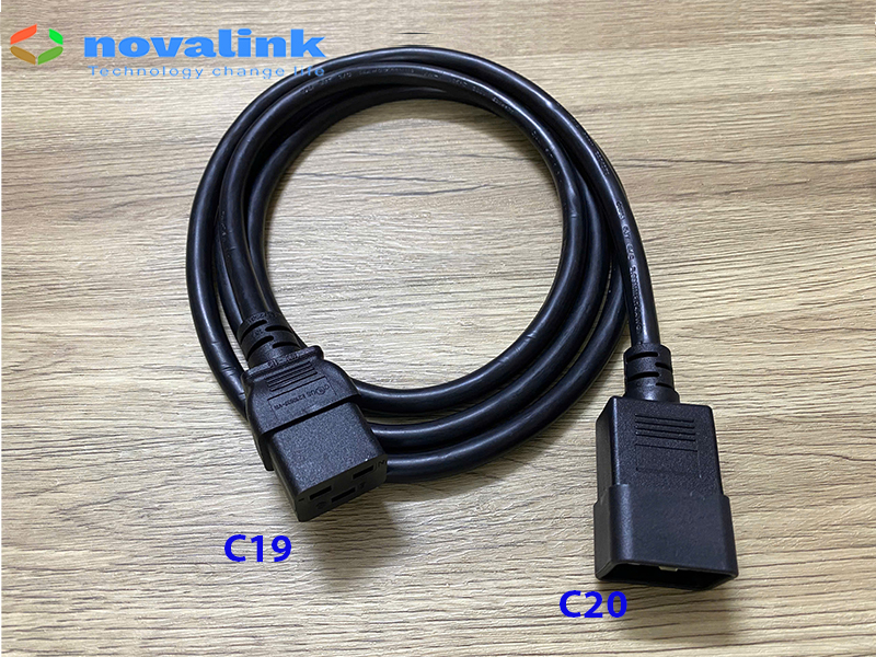 Dây nguồn C19 C20 dài 2m, Cáp nguồn C19, C20 lõi 3x2.08mm chính hãng Novalink NV-56002A, 15A