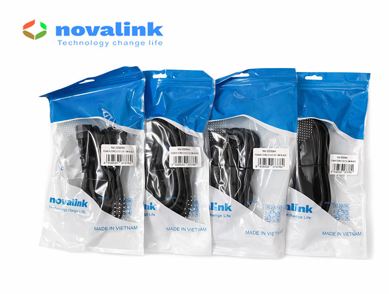 Dây nguồn C13, C14 lõi 3 x 1,31mm dài 1,8m đạt chuẩn UL Hãng Novalink mã NV-52004A lõi đồng 100%