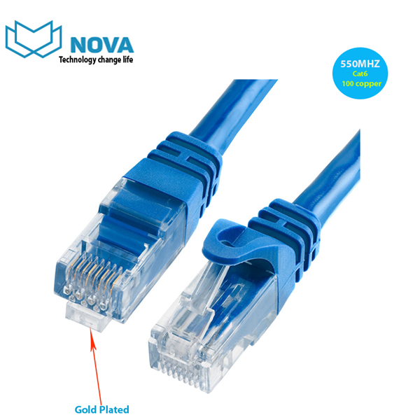 Patch cord cat6 dài 0.5m novalink  mầu xanh chính hãng Novalink  NV-20101A  băng thông 550Mhz