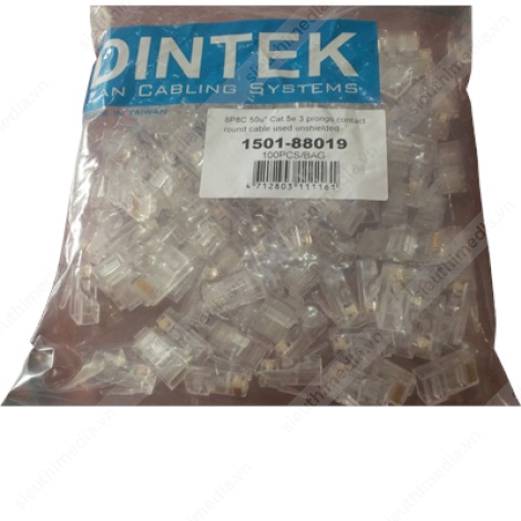 hạt mạng cat6 1 mảnh chính hãng Dintek ( Túi/100 hạt)