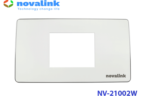 Mặt 2 cổng Hình chữ nhật lắp ổ mạng, ổ thoại âm tường hãng Novalink NV-21002WS