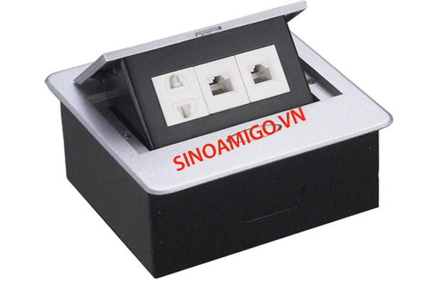 Ổ cắm âm bàn 3 modul mầu bạc cao cấp STS-206