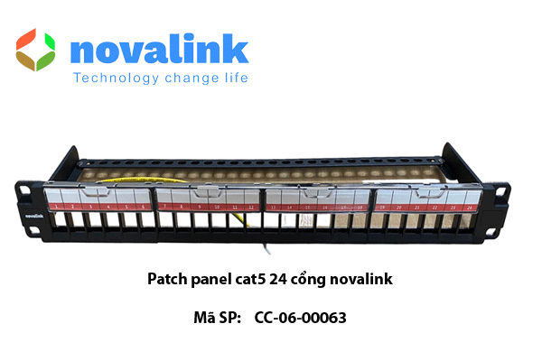 Thanh patch panel 24 cổng cat5 chính hãng  novalink modul rời  chất lượng tốt