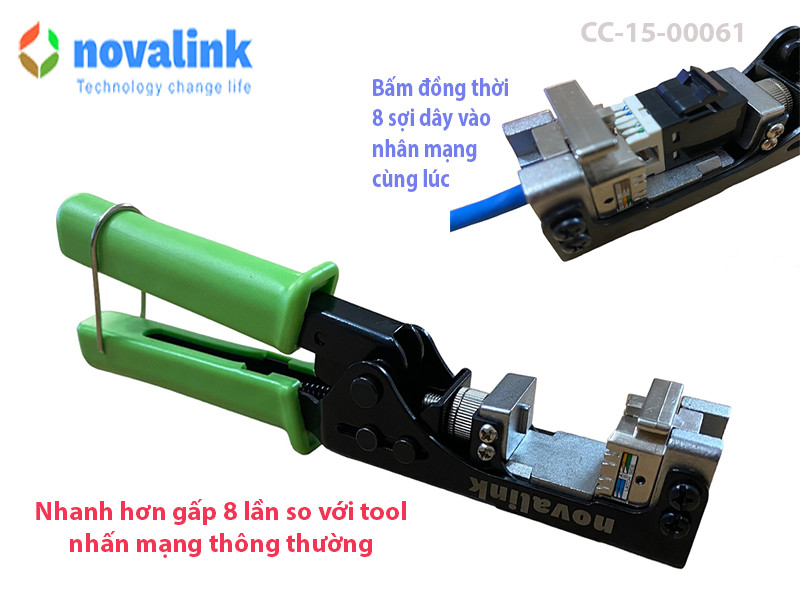 Kìm bấm nhân mạng cao cấp Novalink tự bấm và cắt 8 sợi cùng một lúc CC-15-00062