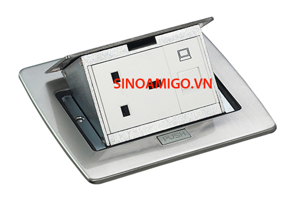 Ổ cắm âm sàn mầu bạc, thép không gỉ Sino Amigo SPU-5S