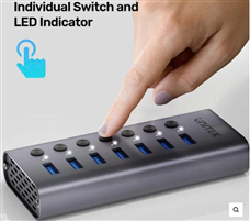 Bộ Chia hub USB 7 Cổng Có Công Tắc UNITEK mã  H1314A01-EU, Kèm nguồn 12V/2A2A 24W