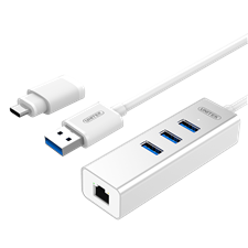 Bộ chia USB3.0 3-Port + Gigabit Ethernet Aluminium Hub chính hãng Unitek Y-3083B