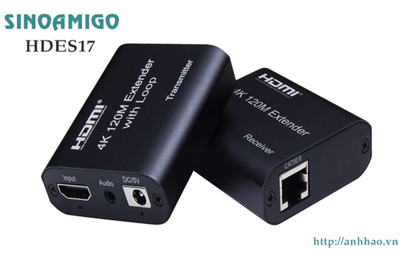 Bộ kéo dài cáp HDMI qua cáp mạng LAN, 120m chính hãng  SINOAMIGO HDES-17