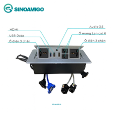 Bộ ổ cắm âm bàn nắp bật modul liền chính hãng SINOAMIGO mã  STS-201GST-S mầu bạc