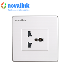 Bộ ổ cắm điện 3 chấu đa năng âm tường Hình Vuông Novalink mã NV-22002SW+M-13