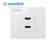 Bộ ổ HDMI 2 cổng âm tương Novalink hình vuông mầu trắng cao cấp