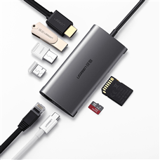Bộ USB type C to HDMI, Hub USB 3.0/SD/TF/Lan Gigabit chính hãng Ugreen 50538 đa năng