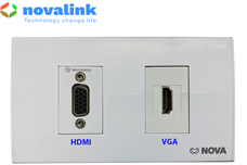 Bộ wallplate VGA+ HDMI hãng Novalink lắp dây VGA, dây HDMI cao cấp