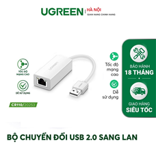Cáp chuyển USB to lan 2.0 mầu trắng ugreen 20253 chính hãng