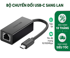 Cáp chuyển USB Type C to lan ugreen 30287  tốc độ 10/100  mầu đen