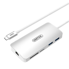Cáp chuyển USB3.1 Type-C Aluminium( vỏ nhôm) sang-Port USB Type-A + USB Type-C + HDMI + SD/Micro SD Card Reader + Gigabit Ethernet Converter)
