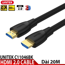 Cáp HDMI 2.0 dài 20m chính hãng unitek C11046BK  4K  cao cấp