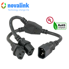 Dây chia nguồn 1 đầu C14 sang 2 đầu C13 lõi 3 x 1,31mm Novalink mã NV- 52009A  chuẩn UL cao cấp