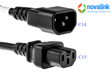 Dây nguồn chuẩn C14, C15 chuẩn UL dài 1m lõi đồng 16AWG 100% hãng Novalink NV-51002A cao cấp