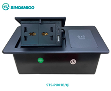 Hộp điện âm bàn cao cấp kết hợp sạc không dây chính hãng SInoAMigo  STS-PU01B/QI màu đen