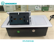 Hộp ổ cắm âm bàn nắp bật có sạc không dây SInoAmigo mầu bạc  STS-PU01S/Qi