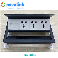 Hộp ổ cắm  điện âm bàn Novalink NVL-1408MB màu đen với 8 modules cao cấp