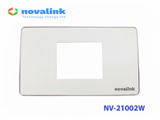 Mặt 2 thiết bị Novalink lắp âm tường NV-21002WS  hình chữ nhật mầu trắng xứ