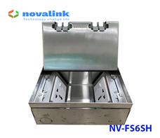 Ổ cắm âm sàn nâng cao cấp inox sáng lắp 4-6 modul chính hãng Novalink  NV-FS6SH